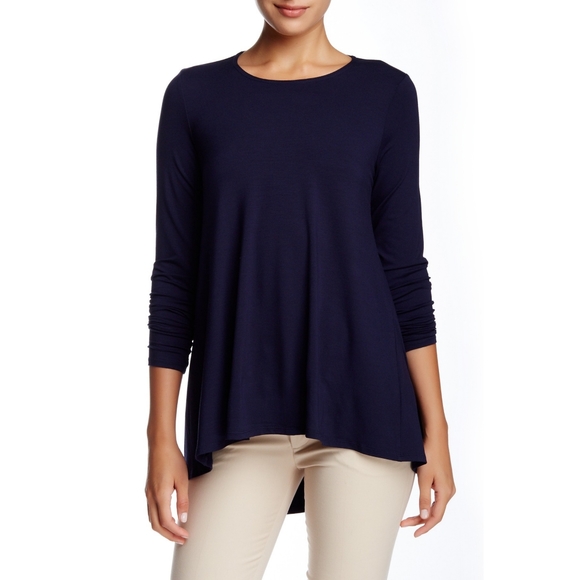 Eileen Fisher Tops - Eileen Fisher Hi Low Jersey Crewneck Tunic Top L